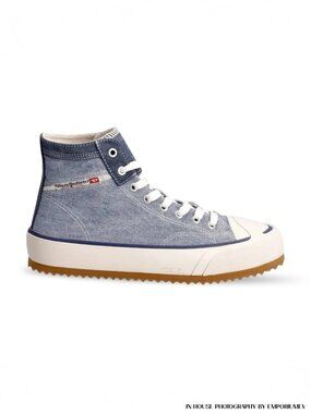 Diesel Principa Light Blue Textile Men 11 US High Top Platform Lace Up Sneakers